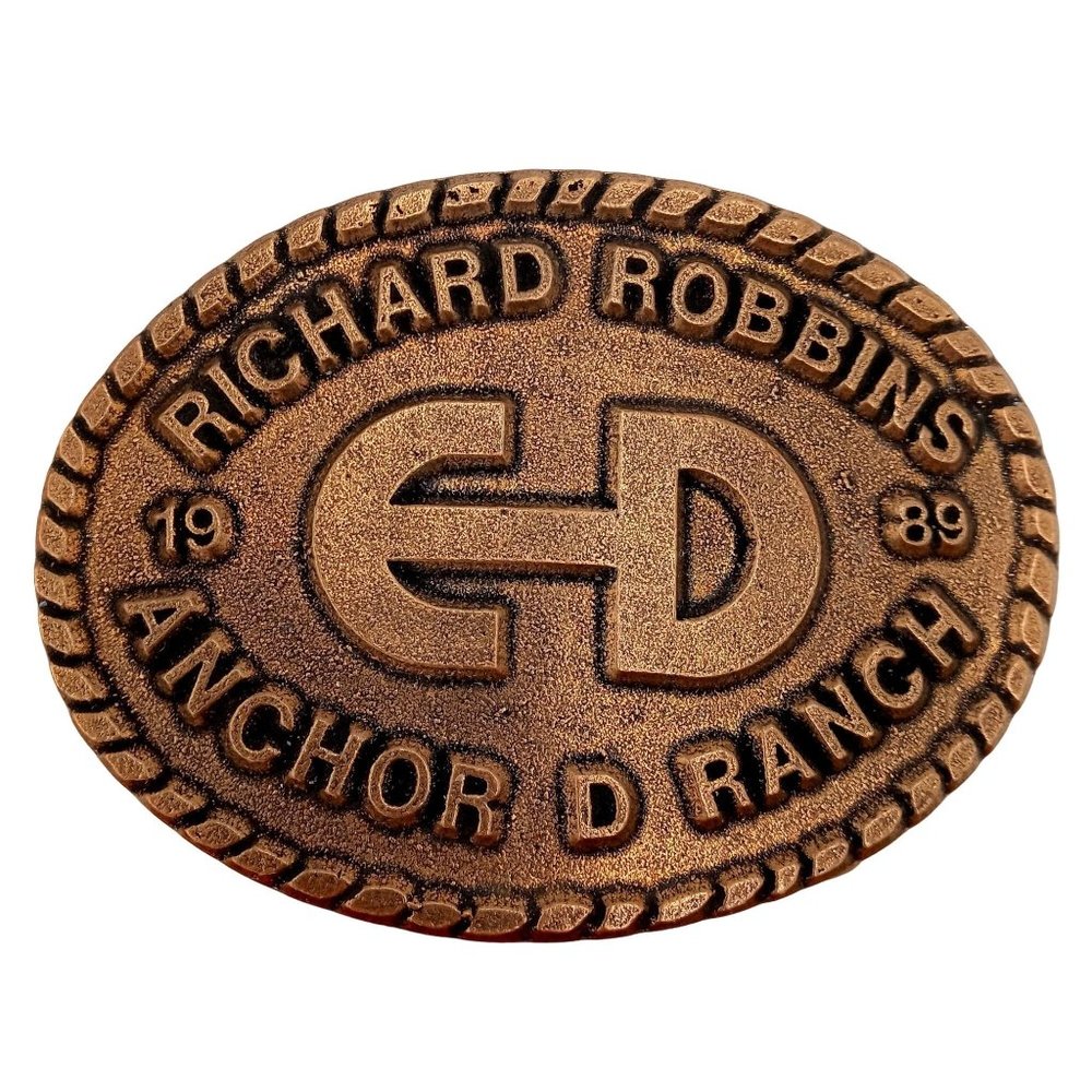 Anchor D Ranch Belt Buckle Vintage 1989 Country Western Ranch Richard Robbins